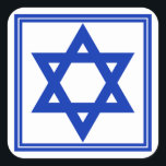 Star of David Sticker<br><div class="desc">Square sticker with an image of a deep blue Star of David and a double deep blue border on white. See matching round sticker, confetti, label and wrapping paper. See the entire Hanukkah Sticker collection under the CARDS & STICKERS category in the HOLIDAYS section.</div>