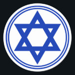 Star of David Sticker<br><div class="desc">Round sticker with an image of a royal blue Star of David and a double royal blue border on white. See matching square sticker,  confetti,  label and wrapping paper. See the entire Hanukkah Sticker collection under the CARDS & STICKERS category in the HOLIDAYS section.</div>