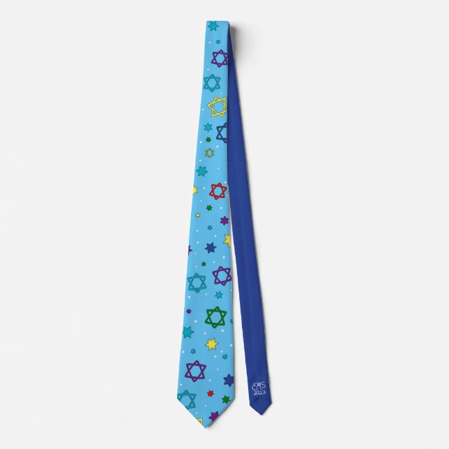 Star of David Tie - Light Blue (Front)