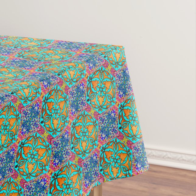 Star of David Turquoise fine Tablecloth (In Situ)