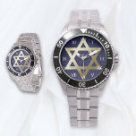 Star of David Watch<br><div class="desc">Gold Star of David on navy blue background.</div>