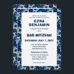Star of David Watercolor Custom QR Bar Bat Mitzvah Invitation<br><div class="desc">Perfect card to announce a bat mitzvah, bar mitzvah or other Jewish celebration! Star pattern for you on the front and back side! FULLY CUSTOMIZABLE! Click on “Personalise” above to edit the text on the front and back and add your link to the QR code. Click "edit using design tool"...</div>
