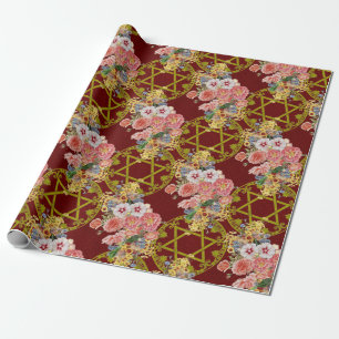 Star of David with Floral Spray Wrapping Paper