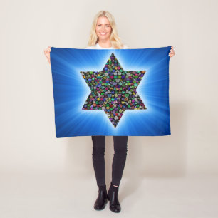 Star of David with Gemstones Fleece Blanket