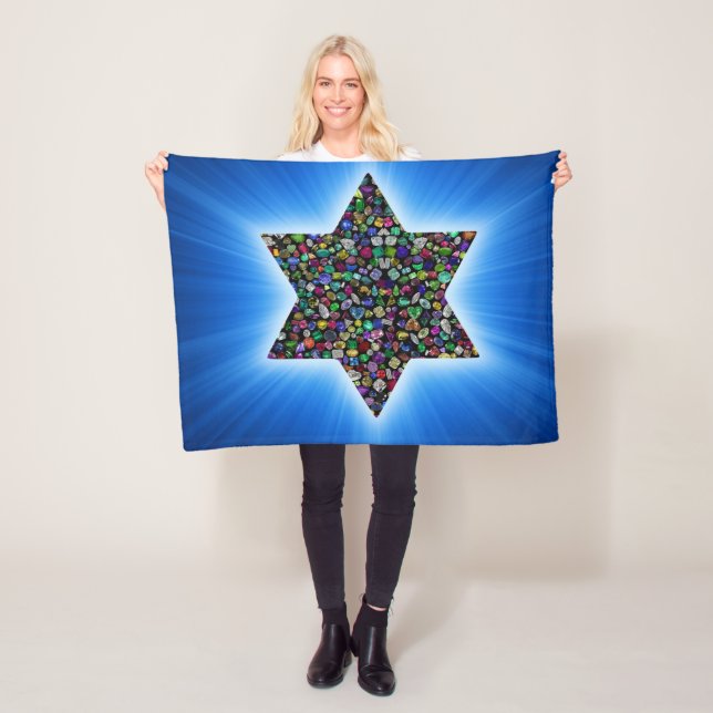 Star of David with Gemstones Fleece Blanket (In Situ)