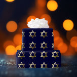 Star of David Wrapping Paper<br><div class="desc">Gold Star of David on navy blue background.</div>