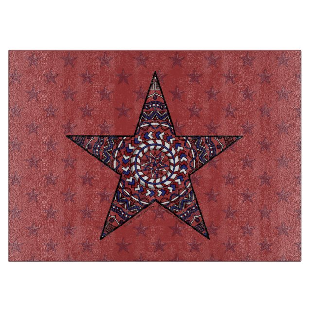 Star of Independence Glass Cutting Board (Front)
