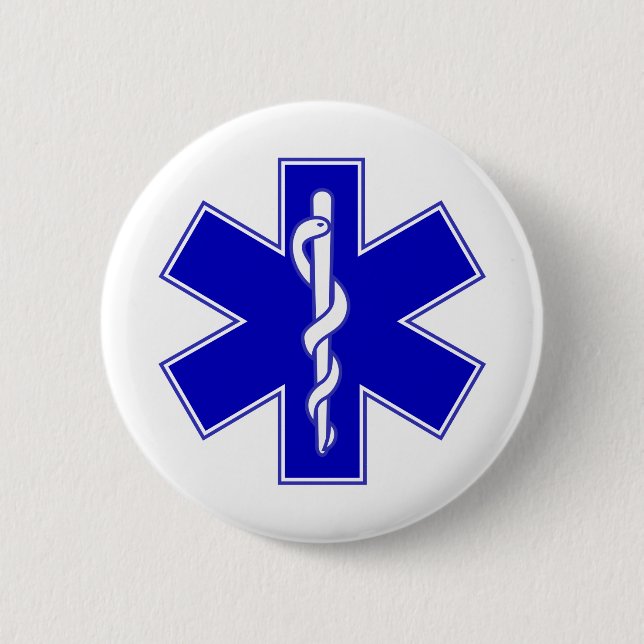Star of Life 6 Cm Round Badge (Front)
