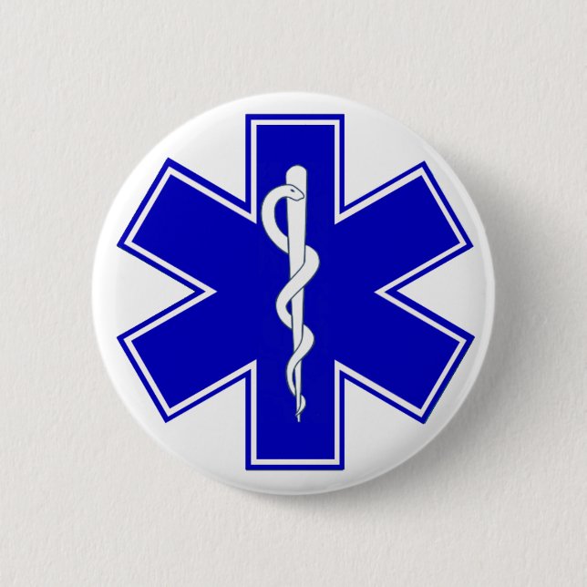 Star of Life 6 Cm Round Badge (Front)