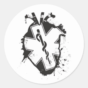 star of life anatomical heart classic round sticker