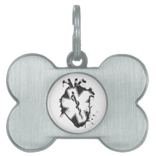 star of life anatomical heart pet name tag
