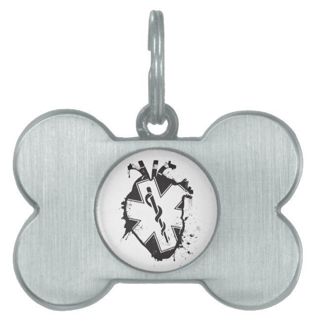 star of life anatomical heart pet name tag (Front)