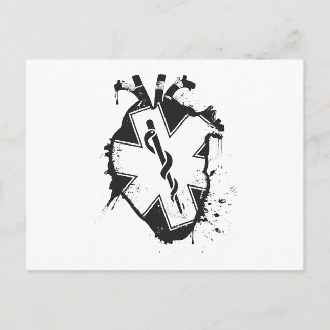 star of life anatomical heart postcard (Front)