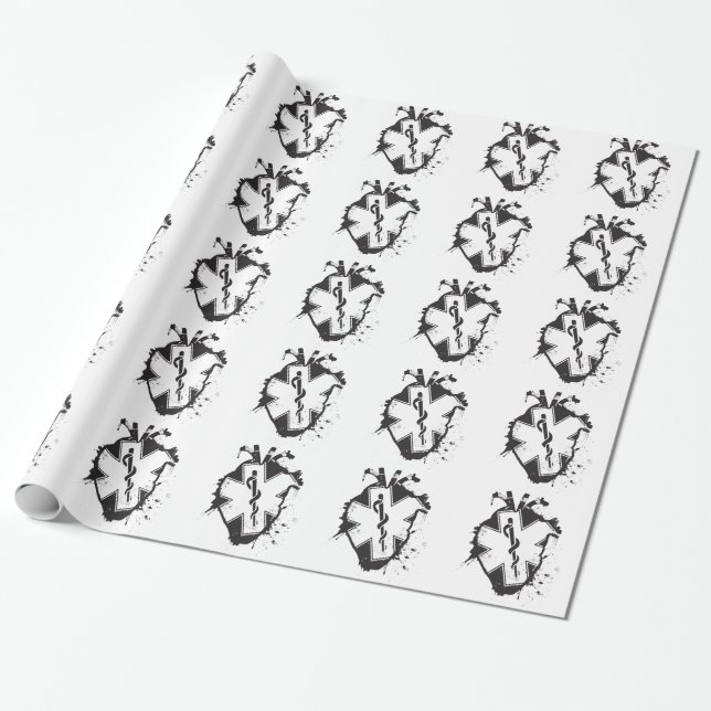 star of life anatomical heart wrapping paper (Unrolled)