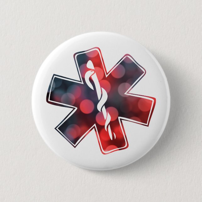 star of life bokeh 6 cm round badge (Front)