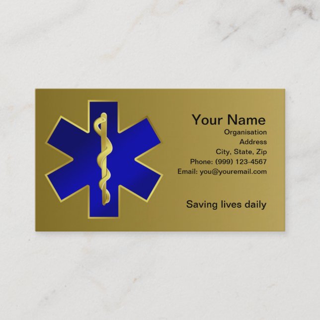 Star of Life Business Card (Front)