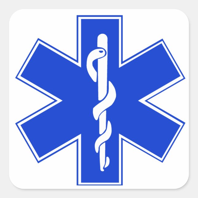 Star of Life / EMT Symbol Square Sticker (Front)