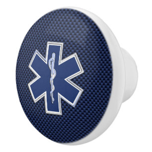 Star of Life Paramedic Carbon Fibre Style Ceramic Knob