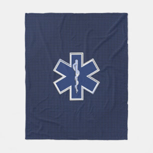Star of Life Paramedic Carbon Fibre Style Fleece Blanket