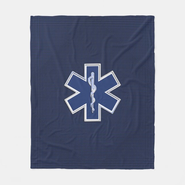 Star of Life Paramedic Carbon Fibre Style Fleece Blanket (Front)