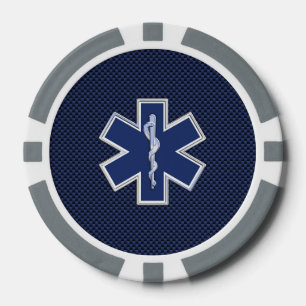 Star of Life Paramedic Carbon Fibre Style Poker Chips