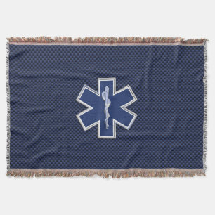 Star of Life Paramedic Emergency Medical S Decor Throw Blanket