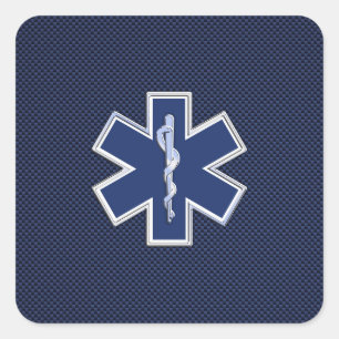 Star of Life Paramedic Emergency Medical Services Square Sticker