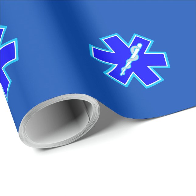 Star of Life Paramedic Emergency Medical Services Wrapping Paper (Roll Corner)
