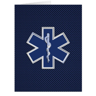 Star of Life Paramedic EMS on Blue Carbon Fiber