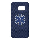 Star of Life Paramedic EMS on Blue Carbon Fibre