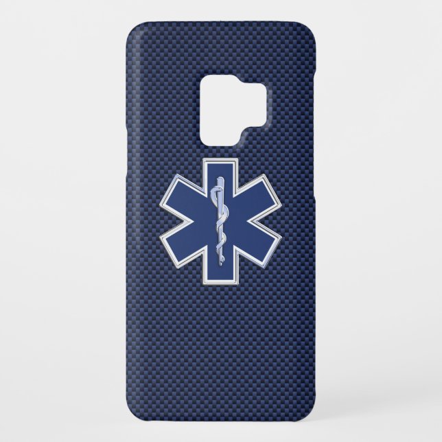 Star of Life Paramedic EMS on Blue Carbon Fibre Case-Mate Samsung Galaxy Case (Back)