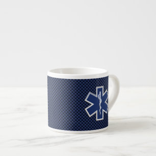 Star of Life Paramedic EMS on Blue Carbon Fibre Espresso Cup