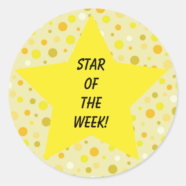 Star of the Week Yellow Classic Round Sticker (Front)
