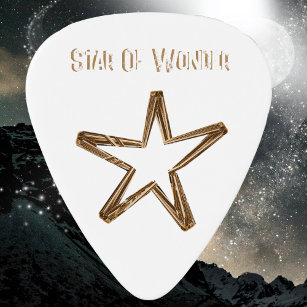 Star of Wonder Faux Gold White Blue Xmas Christmas Guitar Pick