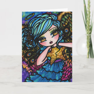 Star of Wonder Peacock Angel Christmas Fantasy Holiday Card
