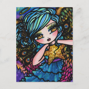 Star of Wonder Peacock Angel Christmas Fantasy Holiday Postcard