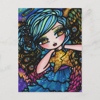 Star of Wonder Peacock Angel Christmas Fantasy Holiday Postcard