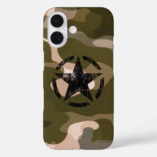 Star on Burlap style iPhone Case (Back)