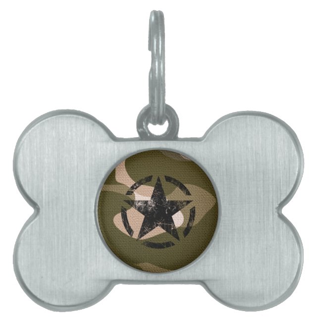 Star on Burlap style Pet ID Tag (Front)
