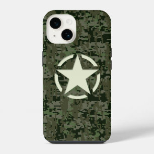 Star on Deep Woods Camo Background iPhone 14 Case