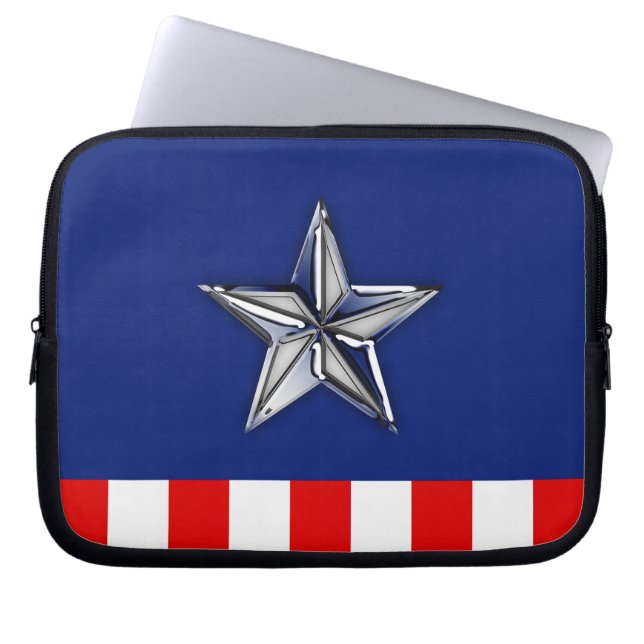 Star on Festive Patriotic Colours Laptop Sleeve (Front)