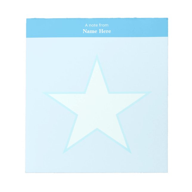 Star on Light Turquoise Simple Notepad (Front)