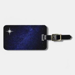 Star on Navy Blue Milky Way Galaxy Luggage Tag