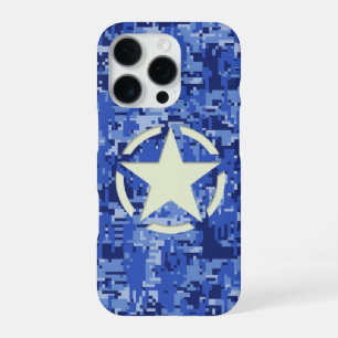 Star on Navy Camo Background iPhone 16 Pro Case