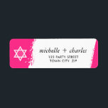 STAR OR DAVID stylish brush stroke bright hot pink Return Address Label<br><div class="desc">by kat massard >>> kat@simplysweetPAPERIE.com <<<</div>