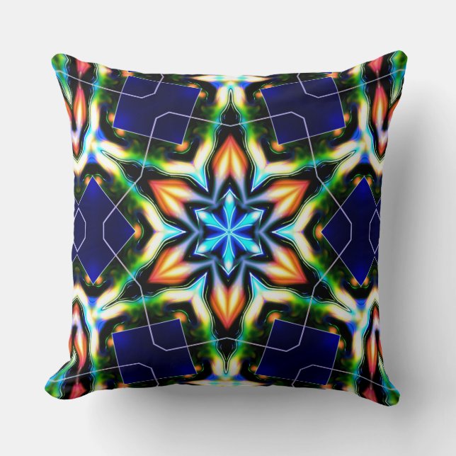 Star or flower cracking metallic armour, blue matt cushion (Front)