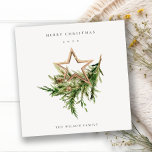 Star Ornament Pine Branch Fauna Merry Christmas Holiday Card<br><div class="desc">If you need any further customisation please feel free to message me on yellowfebstudio@gmail.com.</div>