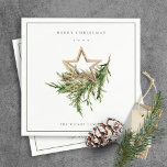 Star Ornament Pine Branch Fauna Merry Christmas Napkin<br><div class="desc">If you need any further customisation please feel free to message me on yellowfebstudio@gmail.com.</div>