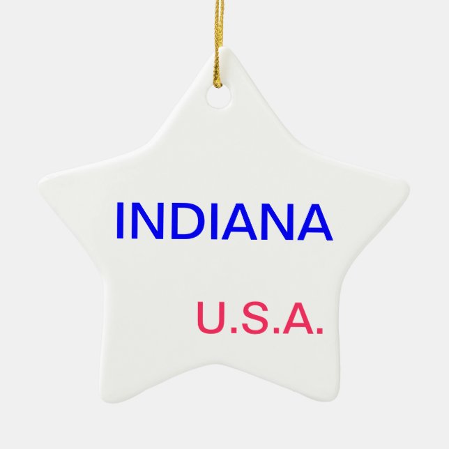 Star ornament with indiana and indianapolis on it. (Front)