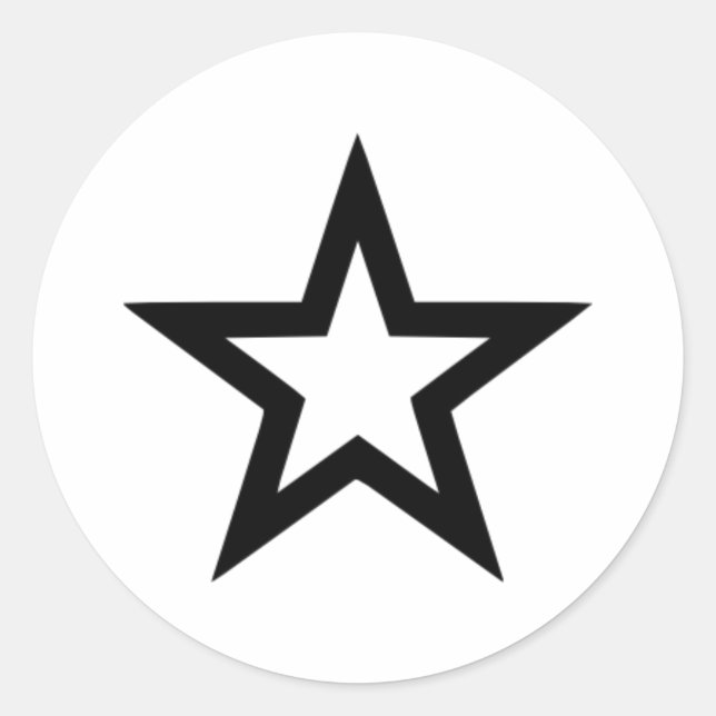 Star outline classic round sticker (Front)